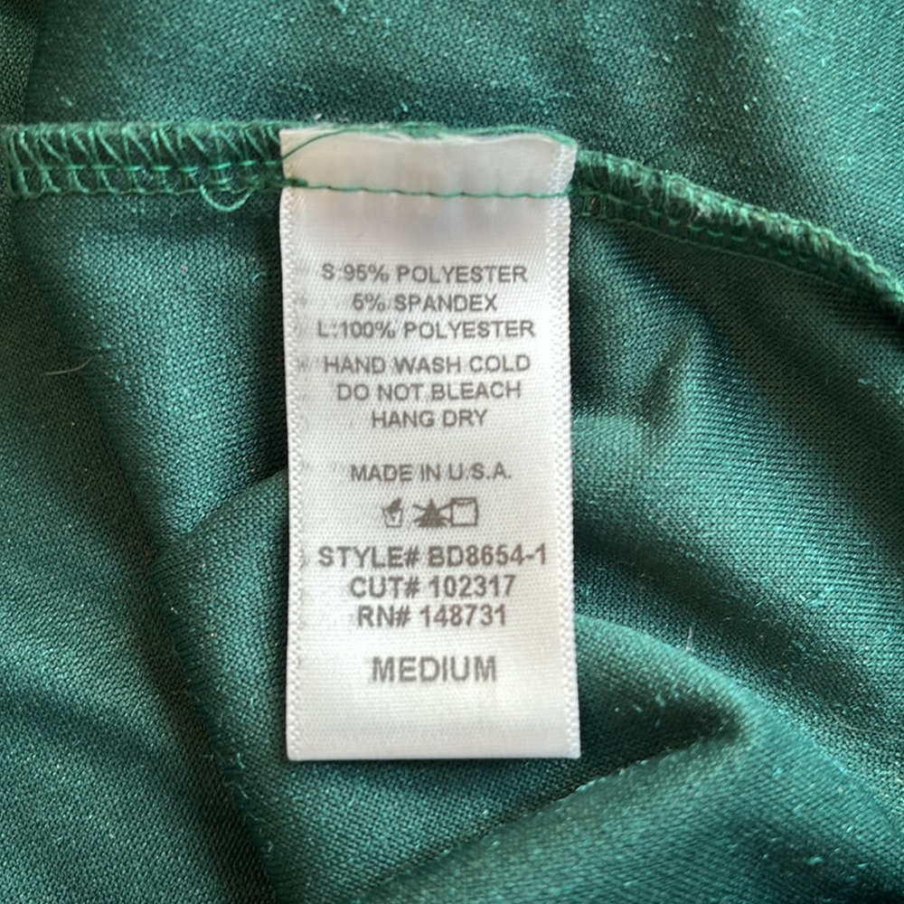 blue blush | Emerald green velvet one shoulder dress- M - Picture 4 of 5